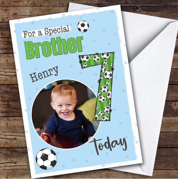 7th Brother Football Boys Custom Personalised Birthday Card