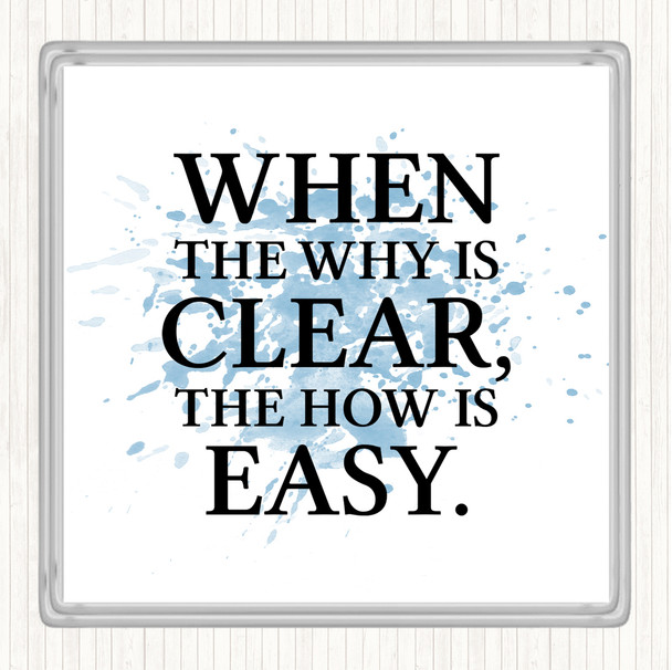 Blue White Why Is Clear Inspirational Quote Coaster