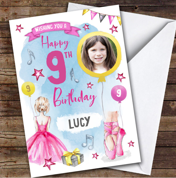 Ballet Ballerina Dancer Photo 9th Custom Personalised Birthday Card