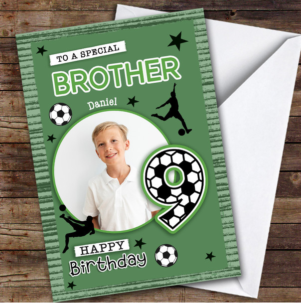 9th Brother Football Photo Boys Custom Personalised Birthday Card