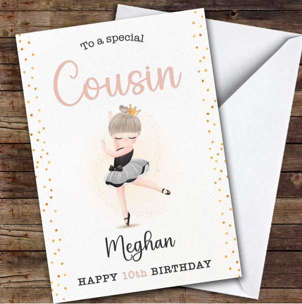 Cousin 10th Ballet Dancer Ballerina Custom Personalised Birthday Card
