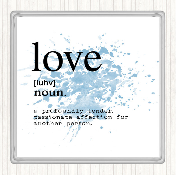 Blue White Word Definition Love Inspirational Quote Coaster