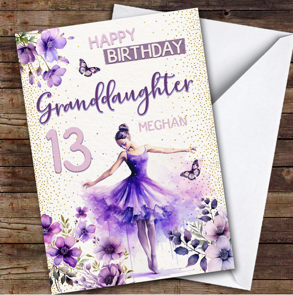 13th Granddaughter Ballet Dancer Ballerina Teenager Personalised Birthday Card