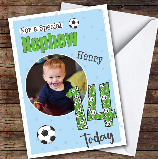 14th Nephew Football Teenager Boys Custom Personalised Birthday Card