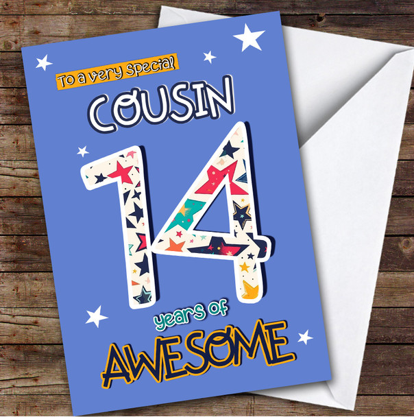 14th Cousin Stars Teenager Custom Personalised Birthday Card