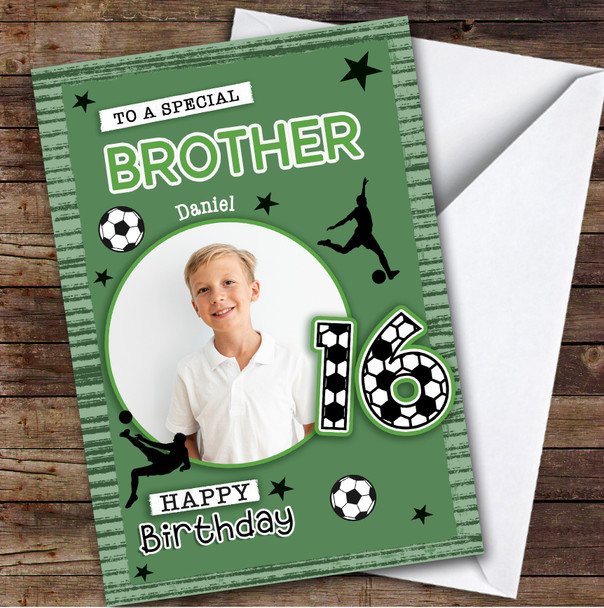 16th Brother Football Photo Teenager Boys Custom Personalised Birthday Card