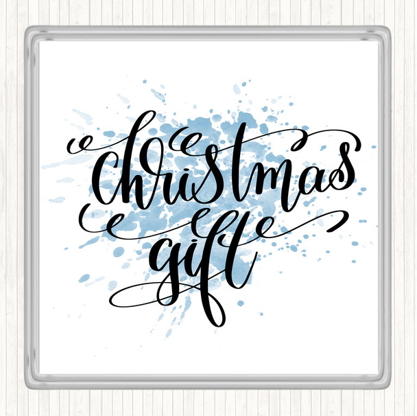 Blue White Christmas Gift Inspirational Quote Coaster