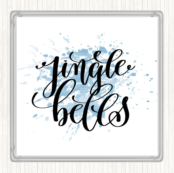 Blue White Christmas Jingle Bells Inspirational Quote Coaster