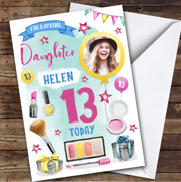 Girl's Make Up Beauty Photo Daughter 13th Birthday Personalised Birthday Card