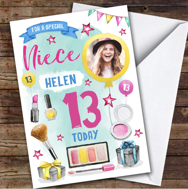 Girl's Make Up Beauty Photo Niece 13th Birthday Personalised Birthday Card
