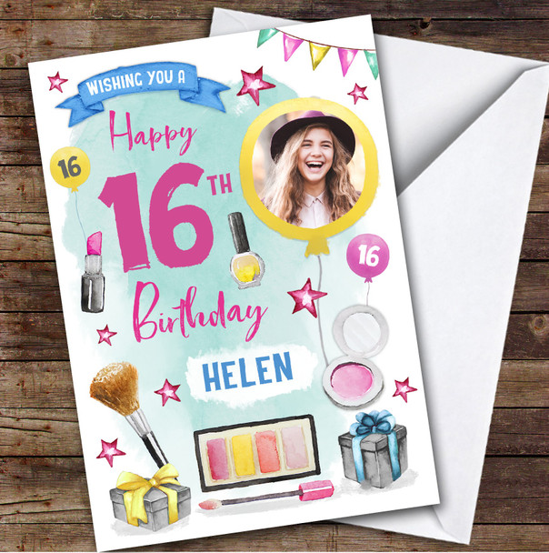 Girl's Make Up Beauty Photo 16th Birthday Personalised Birthday Card