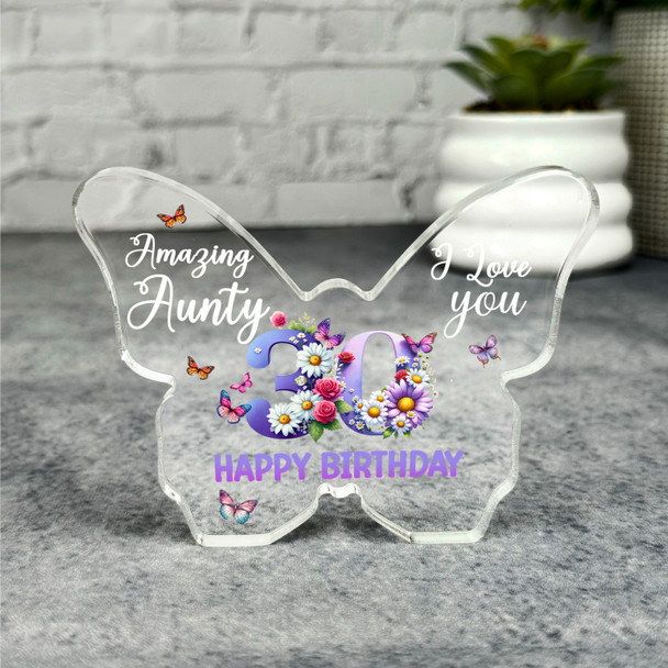 Aunty 30th Happy Birthday Present Floral Butterfly Plaque Keepsake Gift