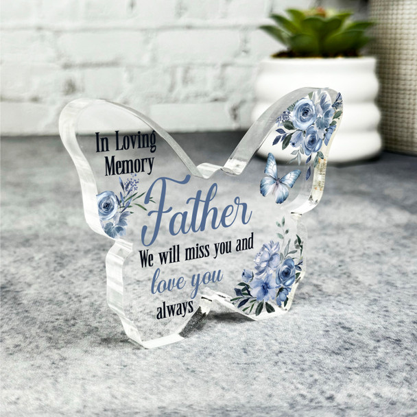 Father Navy Floral Memorial Butterfly Plaque Sympathy Gift Keepsake Gift