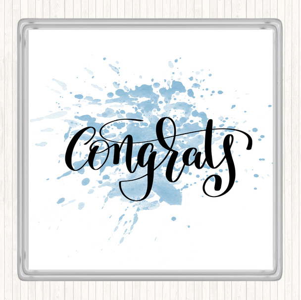 Blue White Congratulations Inspirational Quote Coaster