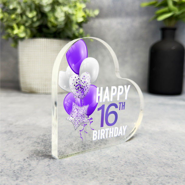 Custom Ornament Happy 16th Birthday Present Purple Heart Plaque Keepsake Gift