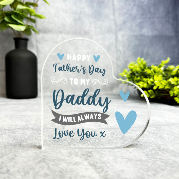 Daddy Father's Day Present Love You Blue Star Heart Plaque Keepsake Gift