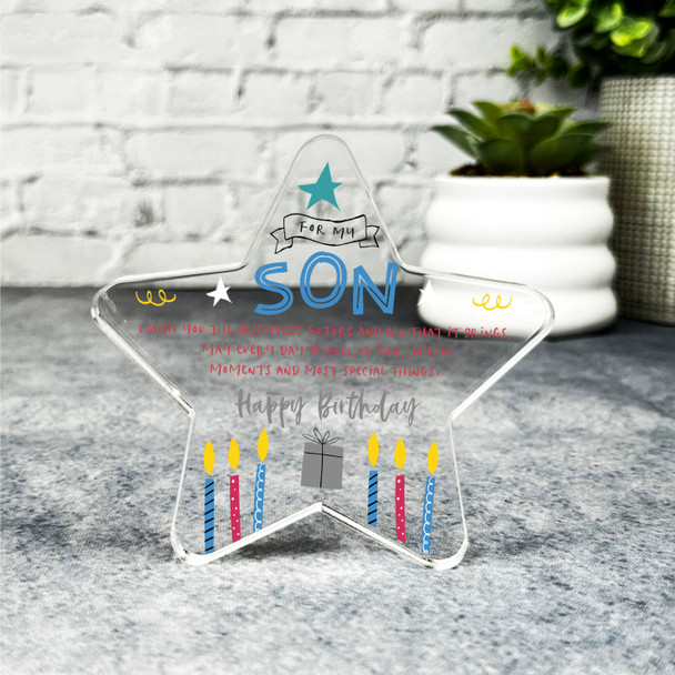 Custom Ornament Son Happy Birthday Present Candles Star Plaque Keepsake Gift