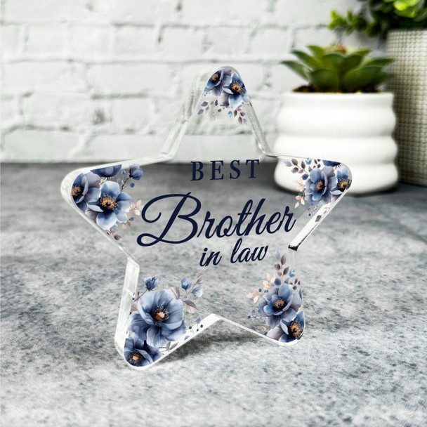 Gift For Best Brother-In-Law Navy Floral Star Plaque Keepsake Gift