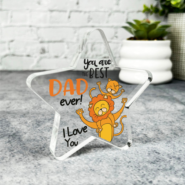 Gift For Dad Lion With Child Best Dad Ever Star Plaque Keepsake Gift