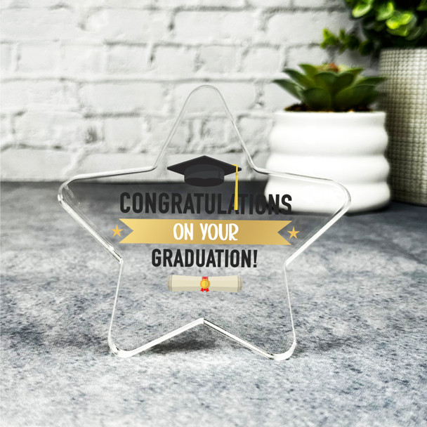 Gold Congratulations On Your Graduation Present Star Plaque Keepsake Gift