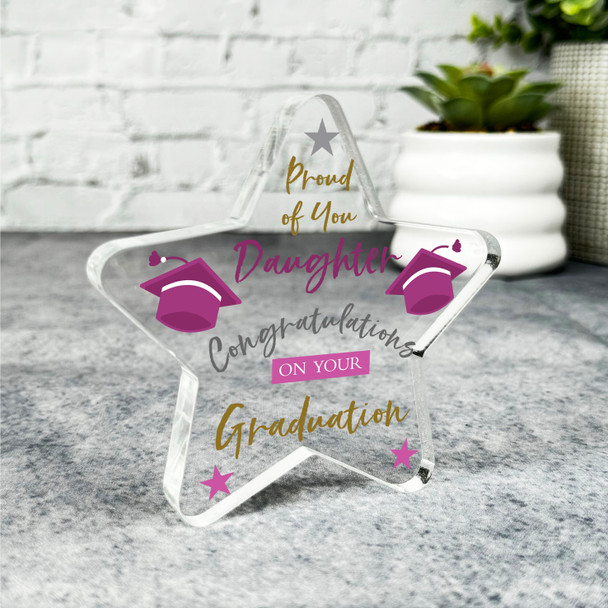 Daughter Graduation Present Hat Proud Of You Gold Star Plaque Keepsake Gift