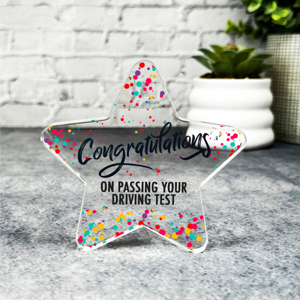 Congratulations Passed Driving Test Present Confetti Star Plaque Keepsake Gift