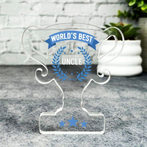 Custom Ornament Gift For Blue World's Best Uncle Trophy Plaque Keepsake Gift