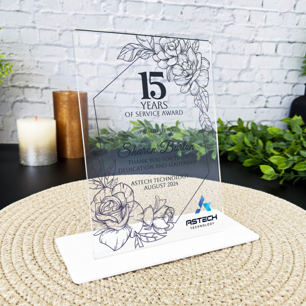 15 Years Service 15th Anniversary Art Line With Logo Gift Employee Custom Plaque