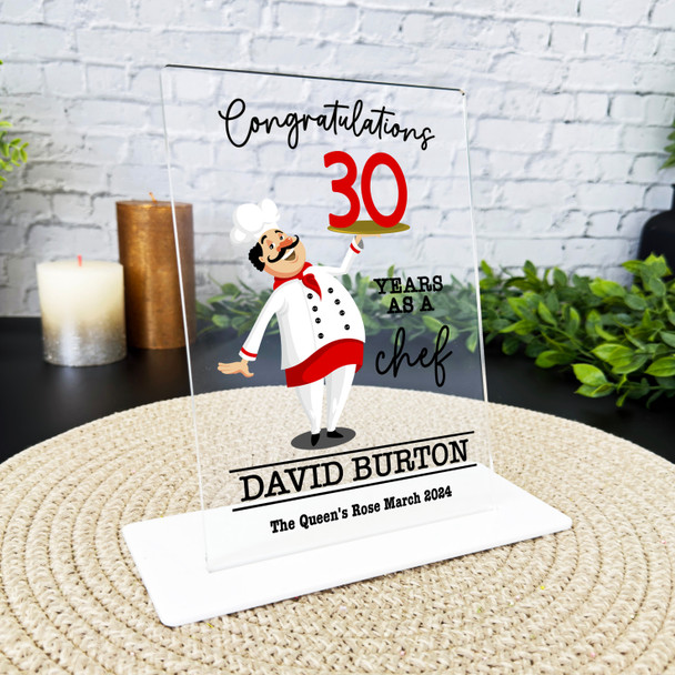 30 Years Service 30th Anniversary Funny Chef Gift Employee Personalised Plaque