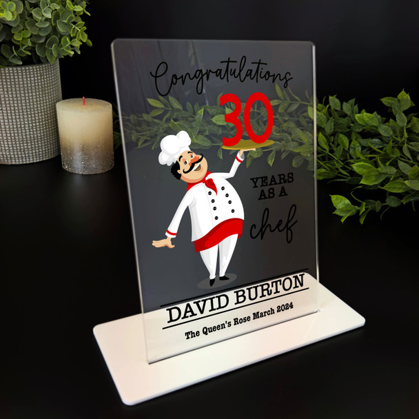 30 Years Service 30th Anniversary Funny Chef Gift Employee Personalised Plaque