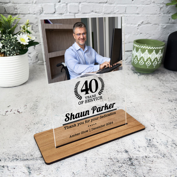 40 Years Service 40th Anniversary Photo Gift Employee Personalised Gift Plaque