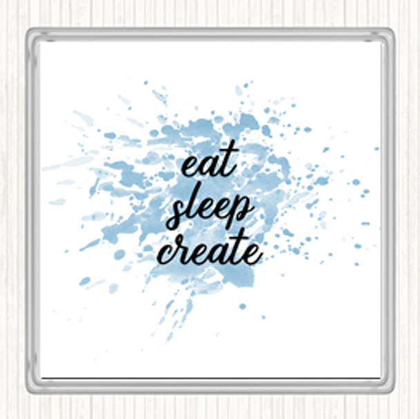 Blue White Eat Sleep Inspirational Quote Coaster