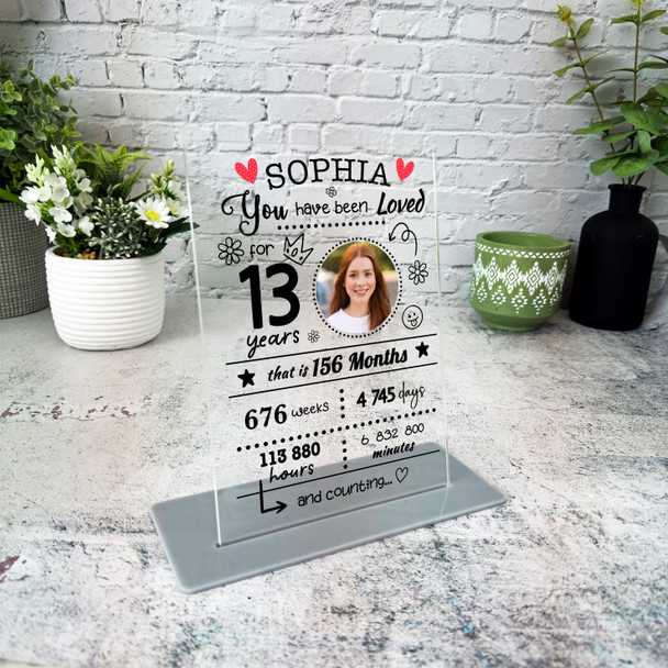 13th Birthday Gift Years Breakdown Photo Custom Personalised Gift Acrylic Plaque