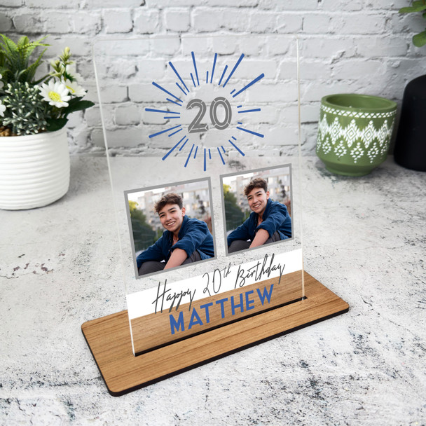 20 Birthday Gift For Him Blue Star Photo Custom Personalised Gift Acrylic Plaque