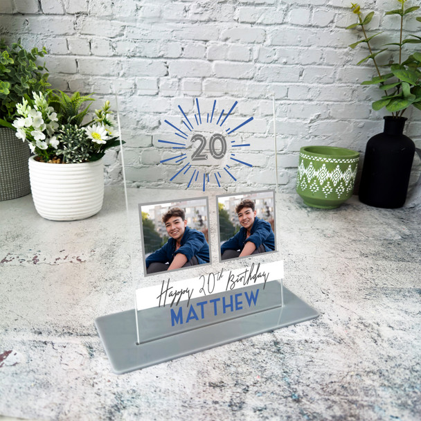 20 Birthday Gift For Him Blue Star Photo Custom Personalised Gift Acrylic Plaque