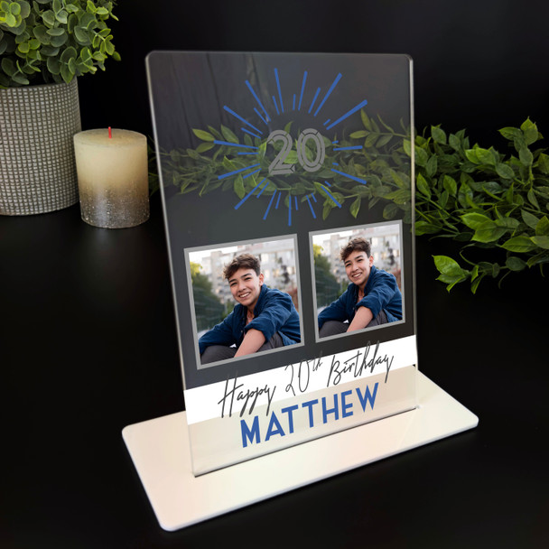 20 Birthday Gift For Him Blue Star Photo Custom Personalised Gift Acrylic Plaque