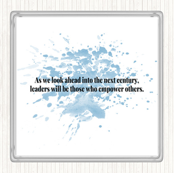 Blue White Empower Others Inspirational Quote Coaster