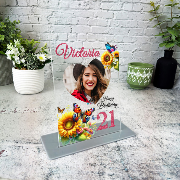 21st Birthday Gift For Her Sun Butterflies Heart Photo Personalised Gift Plaque