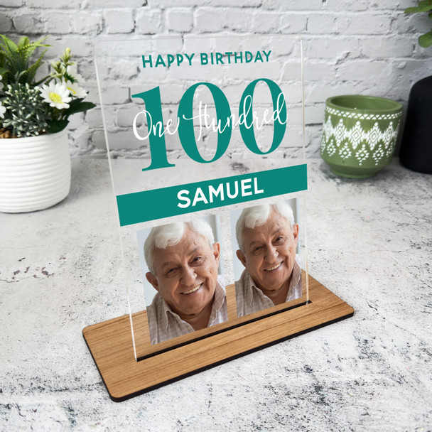100th Birthday Gift For Him One Hundred Birthday Green Personalised Gift Plaque