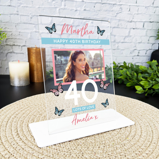 40 Birthday Gift Female Butterfly Photo Custom Personalised Gift Acrylic Plaque