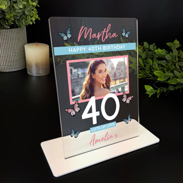 40 Birthday Gift Female Butterfly Photo Custom Personalised Gift Acrylic Plaque