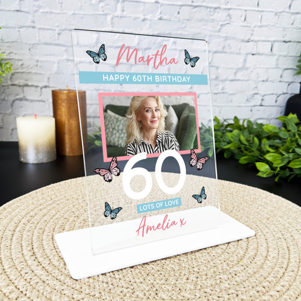 60 Birthday Gift Female Butterfly Photo Custom Personalised Gift Acrylic Plaque
