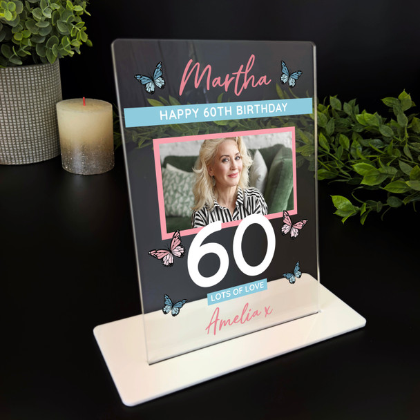 60 Birthday Gift Female Butterfly Photo Custom Personalised Gift Acrylic Plaque