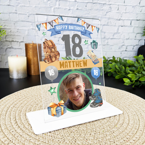 18th Birthday Gift Hiking Outdoors Male Photo Personalised Gift Acrylic Plaque