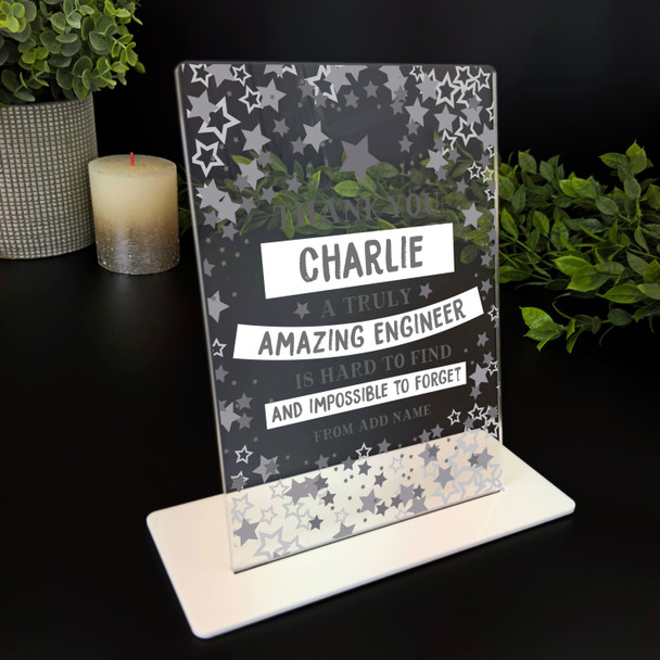 Amazing Engineer Thank You Grey Star Gift Employee Or Colleague Custom Plaque