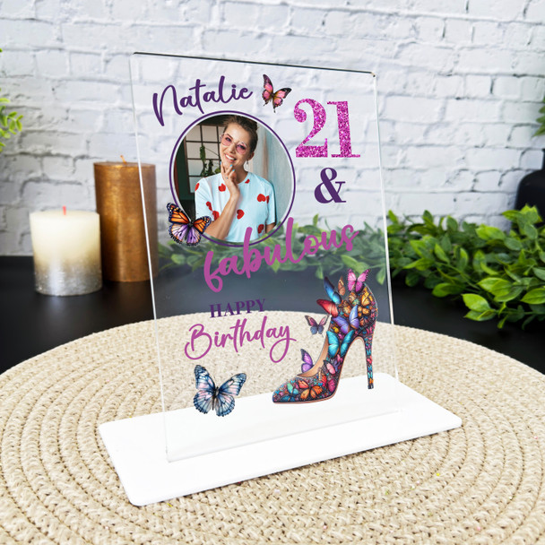 21st Birthday Gift For Female Butterflies Heel Photo Personalised Gift Plaque