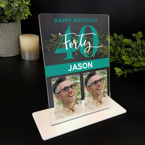 40th Forty Birthday Gift Photo Green Custom Personalised Gift Acrylic Plaque