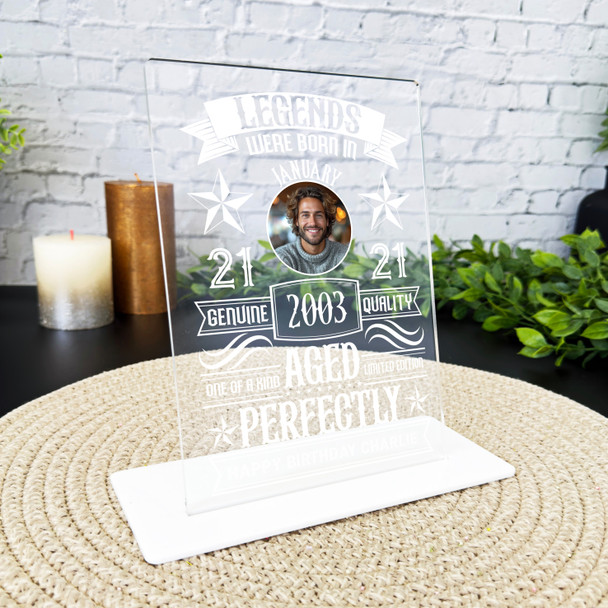 21st Birthday Gift Legends Were Born Photo Personalised Gift Acrylic Plaque