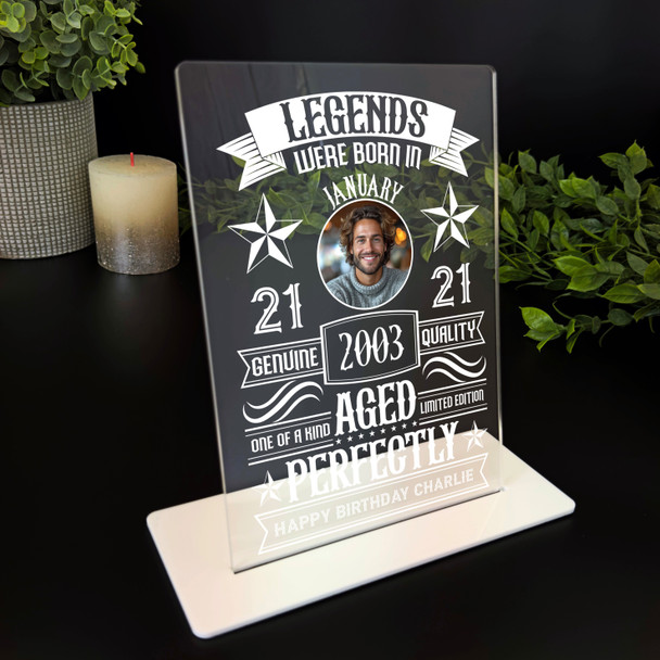 21st Birthday Gift Legends Were Born Photo Personalised Gift Acrylic Plaque