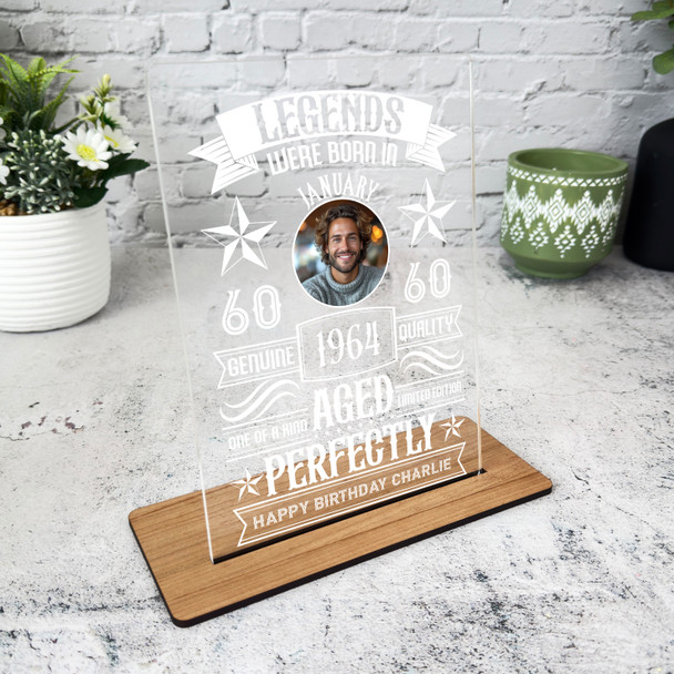 60th Birthday Gift Legends Were Born Photo Personalised Gift Acrylic Plaque